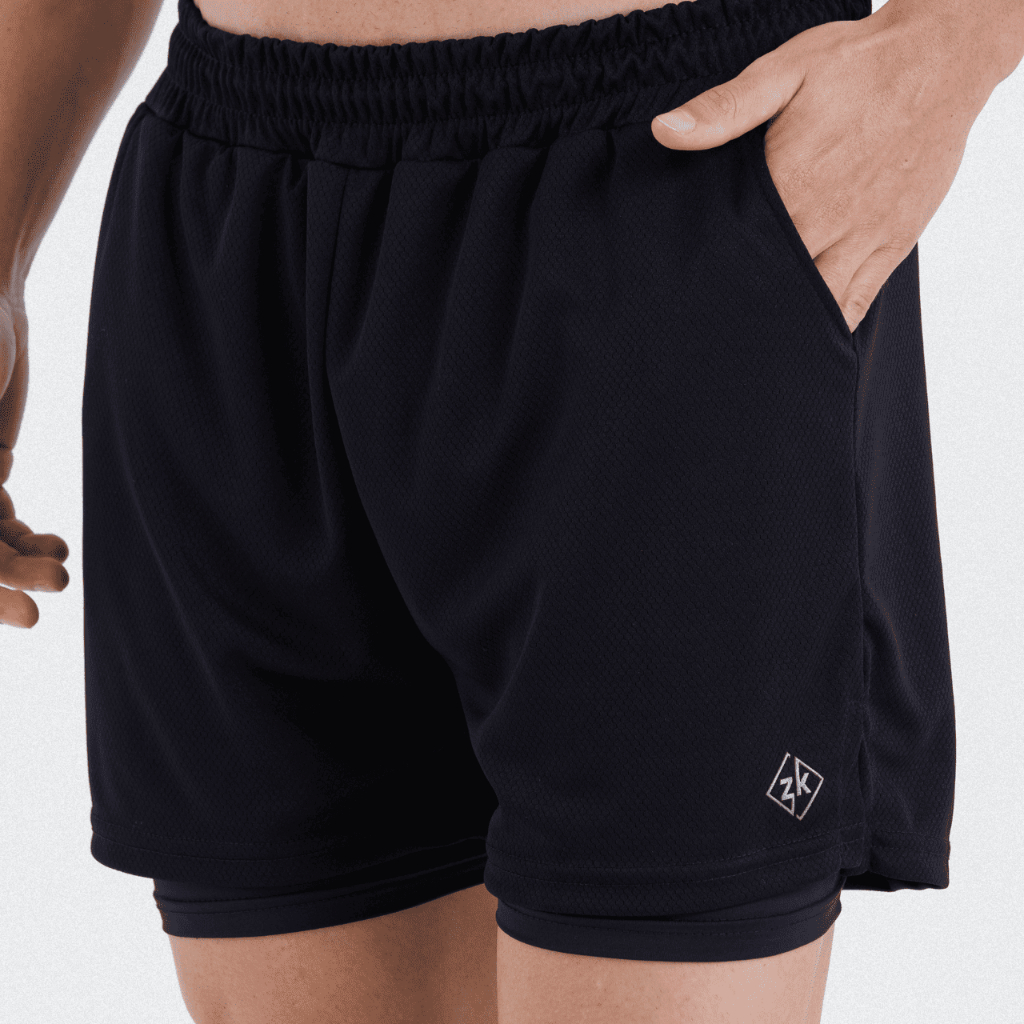 Shorts 2 em 1 Dry Duplo Bermuda Academia Masculina Treino Corrida Com Elastano